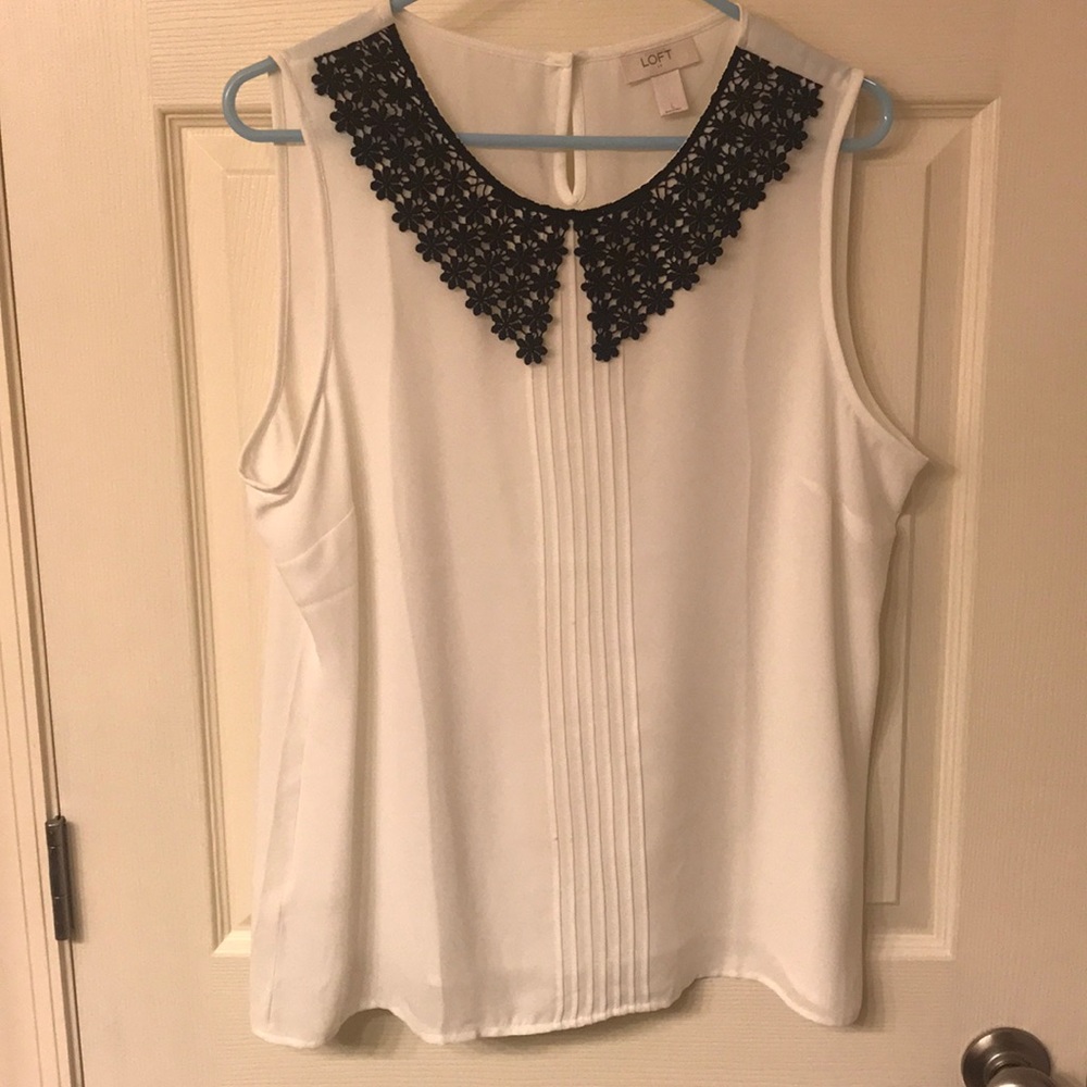 NWOT Ann Taylor Loft white collared tank blouse